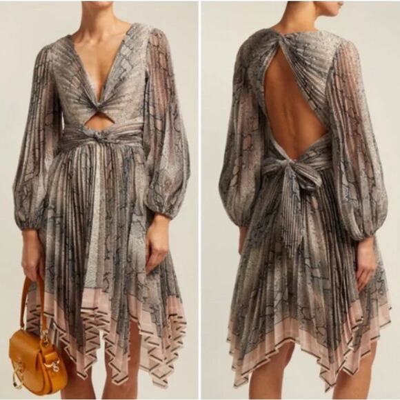 Zimmermann Snake Print Cutout Dress SZ 0/ US 4/ AU UK 8 Corsage Python Coquette - Picture 6 of 14